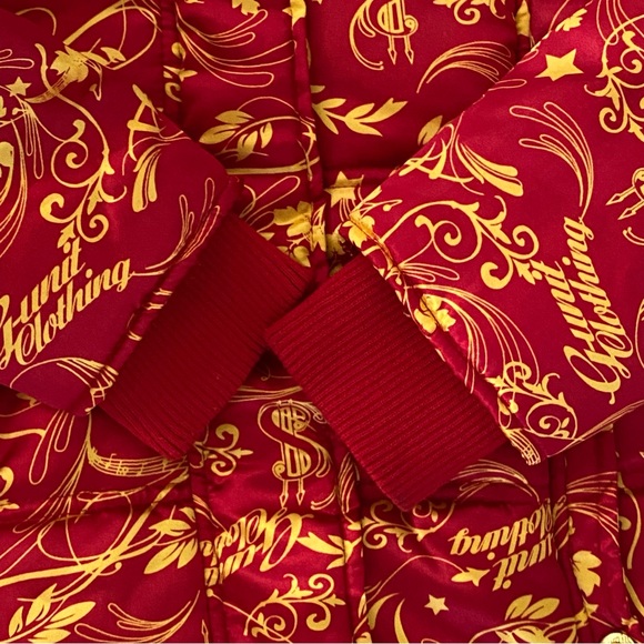 G-Unit Faux Fur Trim Hooded Long Sleeves Gold & Red Puffer Jacket Girl’s Size M - Picture 8 of 15